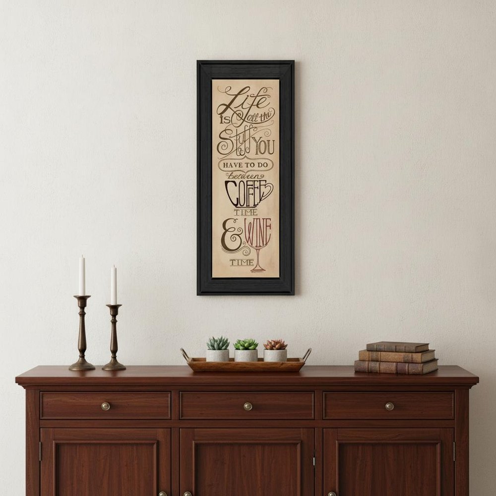 Coffee and Wine Time Black Framed Print Wall Art — view 4