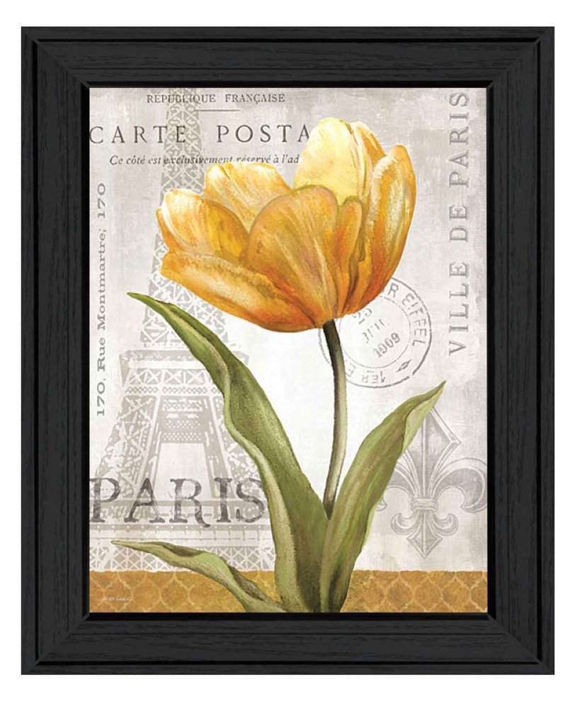 Golden Flower Black Framed Print Wall Art — view 1