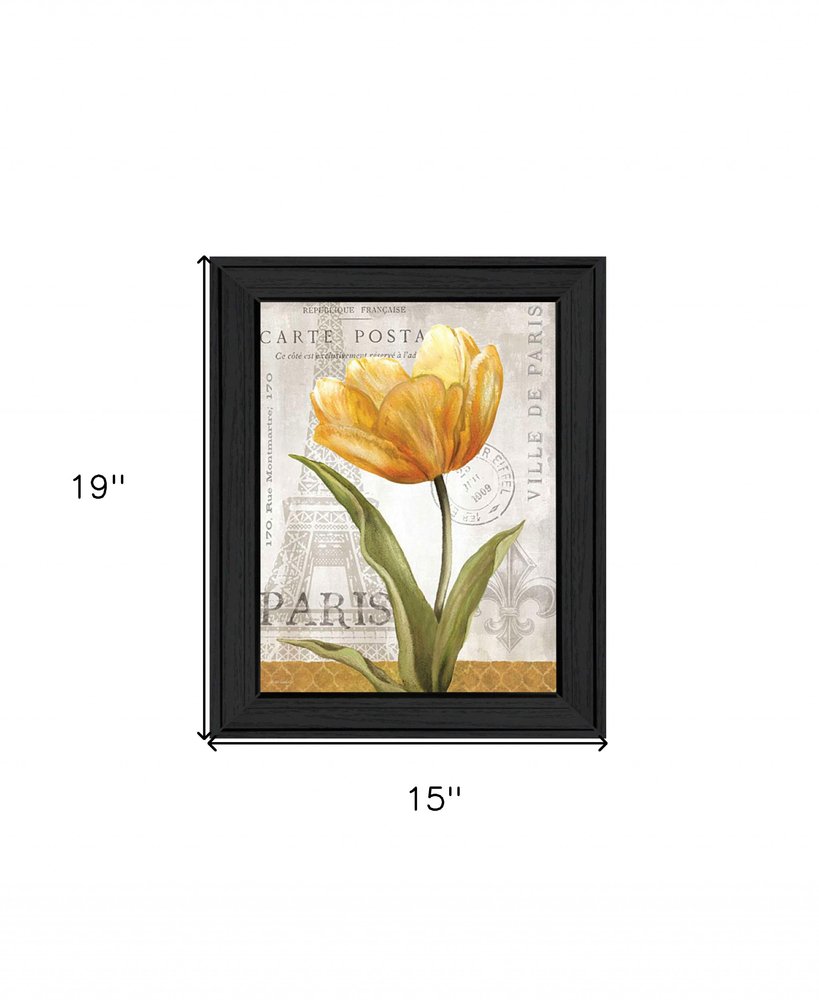 Golden Flower Black Framed Print Wall Art — view 6