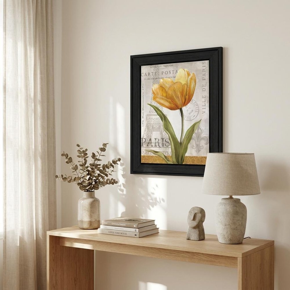 Golden Flower Black Framed Print Wall Art — view 8