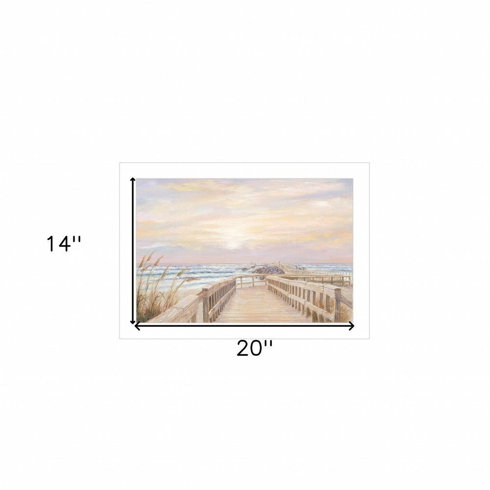 Ponce Inlet Jetty Sunrise 1 White Framed Print Wall Art — view 2