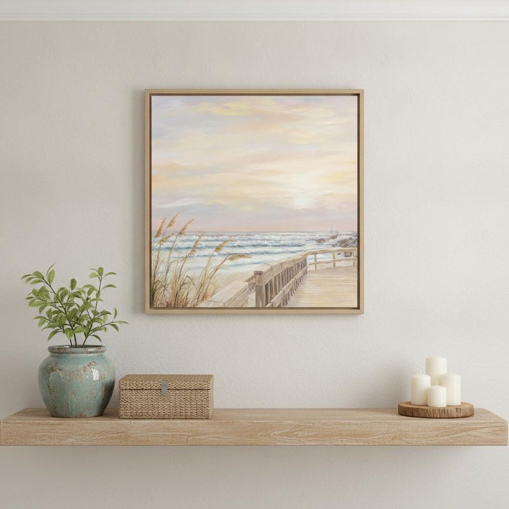 Ponce Inlet Jetty Sunrise 1 White Framed Print Wall Art — view 4
