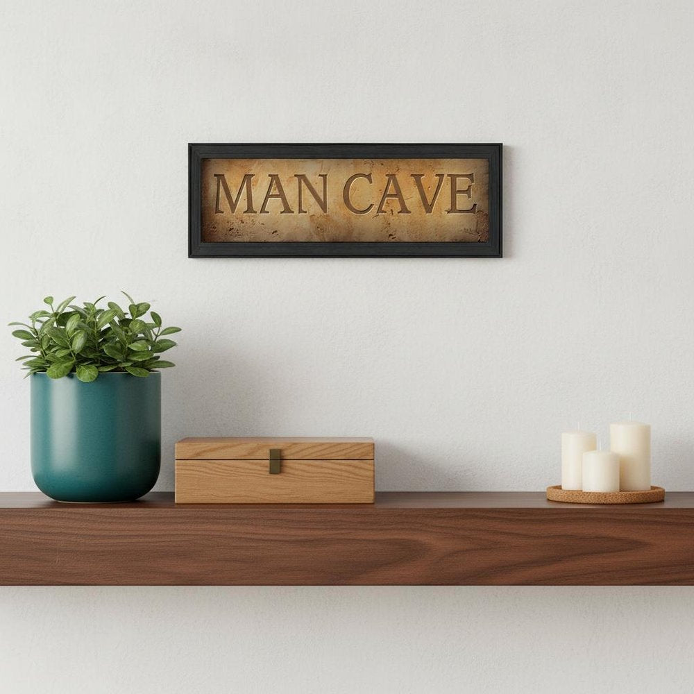 9" x 21" Man Cave Black Framed Print Wall Art HomeRoots