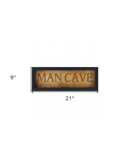 9" x 21" Man Cave Black Framed Print Wall Art HomeRoots