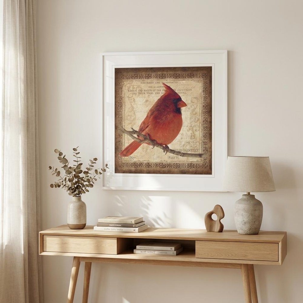 Male Cardinal 1 White Framed Print Wall Art HomeRoots