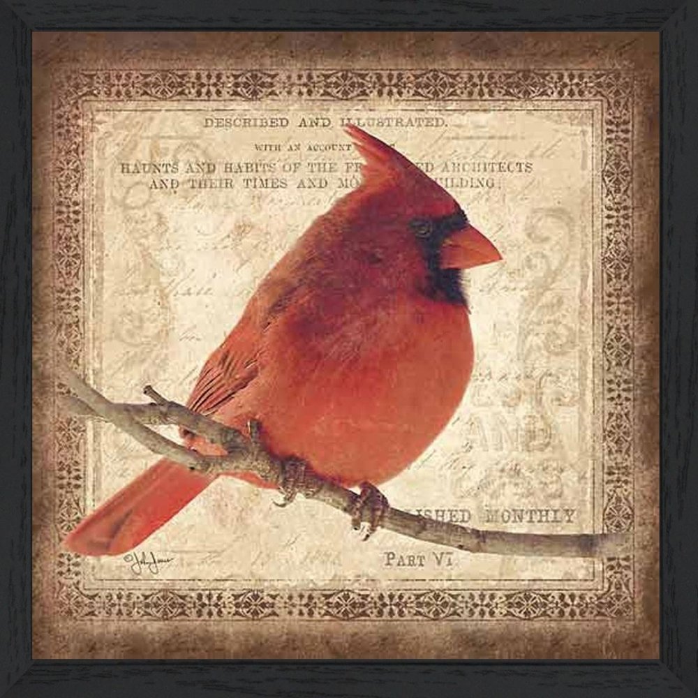 Male Cardinal 2 Black Framed Print Wall Art — view 4