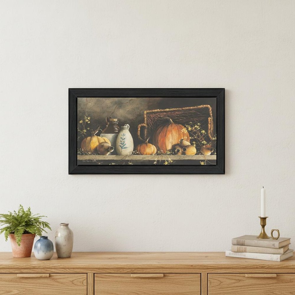 Pumpkin and Pods Black Framed Print Kitchen Wall Art HomeRoots