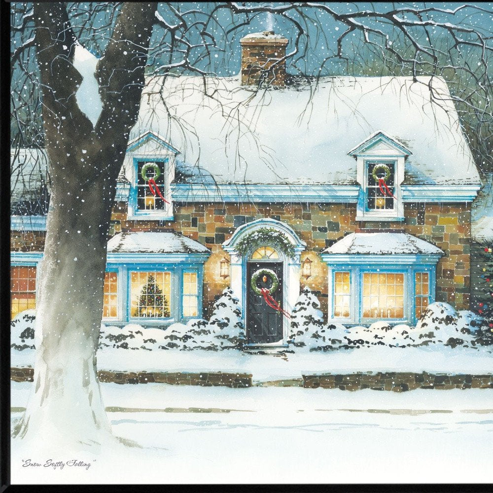 Snow Softly Falling 1 Black Framed Print Wall Art — view 3