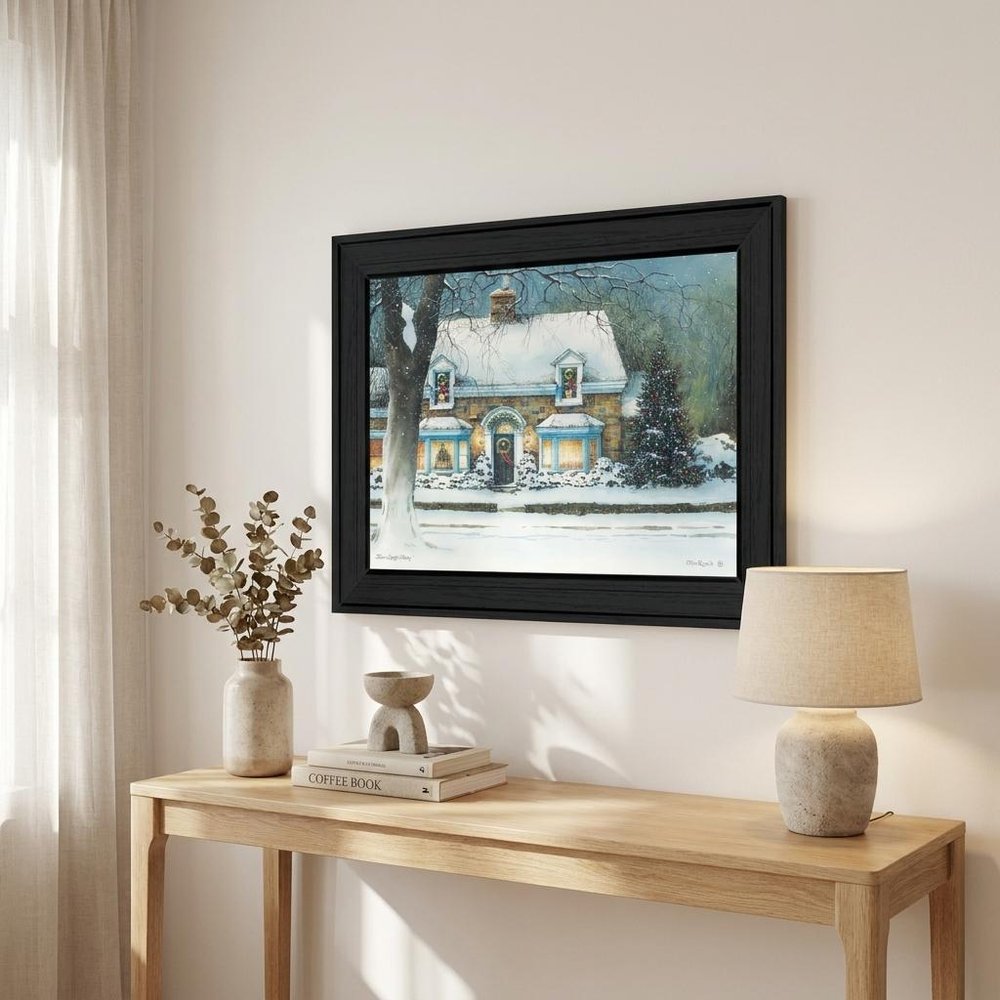 Snow Softly Falling 1 Black Framed Print Wall Art — view 5