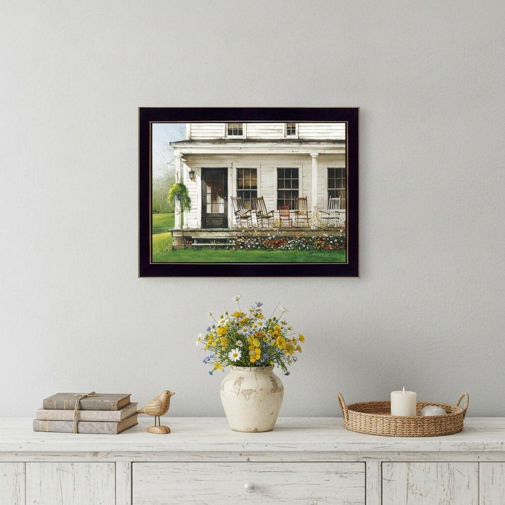 Back Porch Gathering 2 Black Framed Print Wall Art — view 10