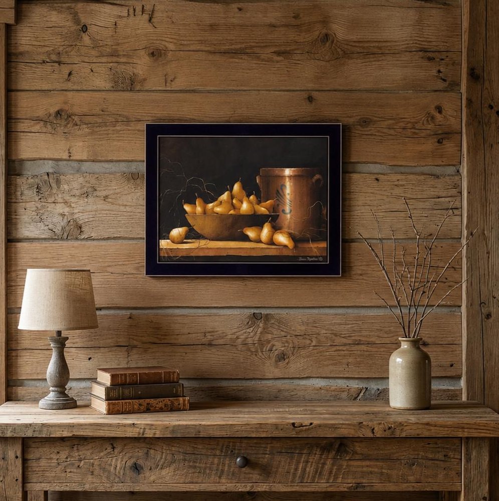 Pears and Crocks 2 Black Framed Print Wall Art — view 1