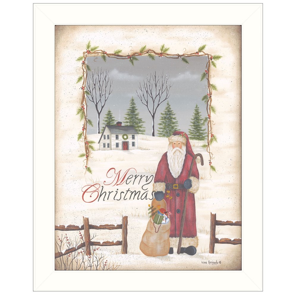 Merry Christmas White Framed Print Wall Art — view 1