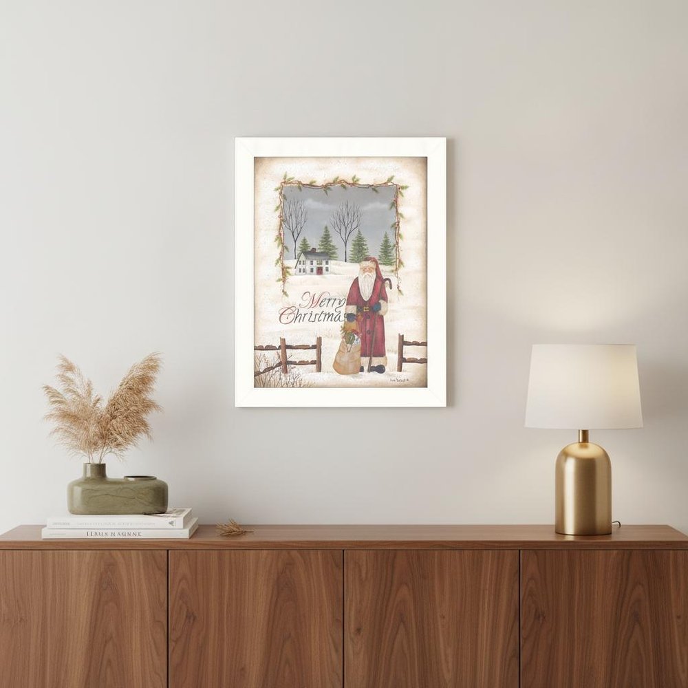 Merry Christmas White Framed Print Wall Art HomeRoots