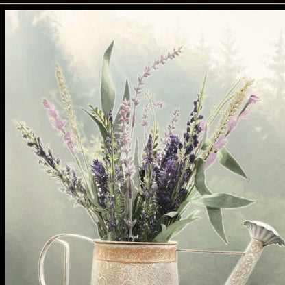 Lavender Watering Can 1 Black Framed Wall Art HomeRoots