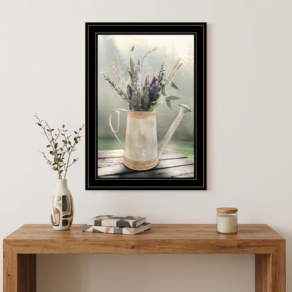 Lavender Watering Can 1 Black Framed Wall Art — view 4