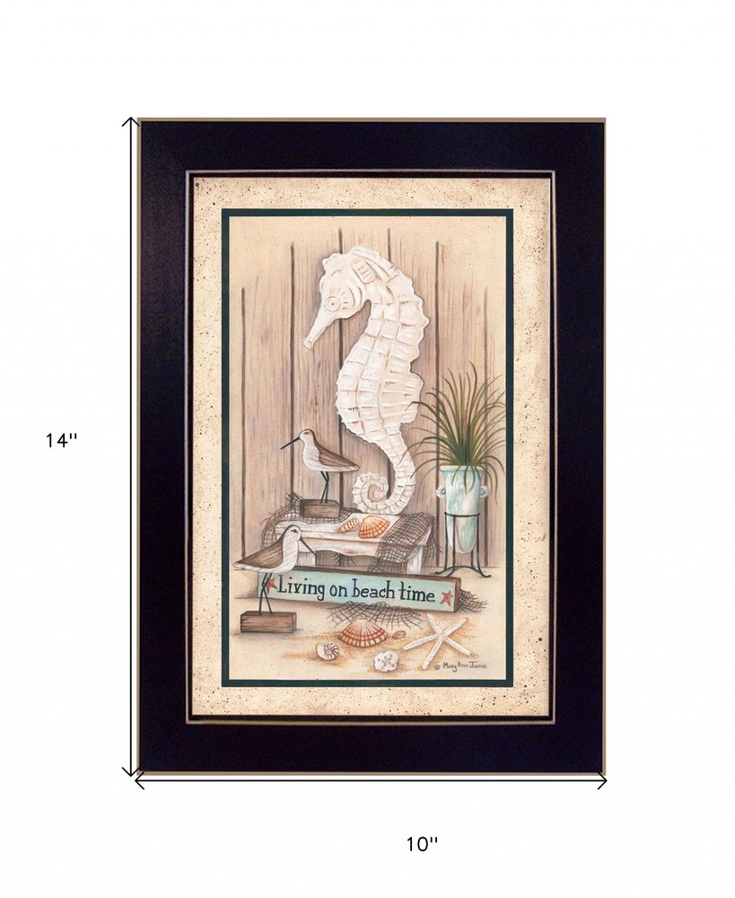 Living on Beach Time Black Framed Print Wall Art — view 4
