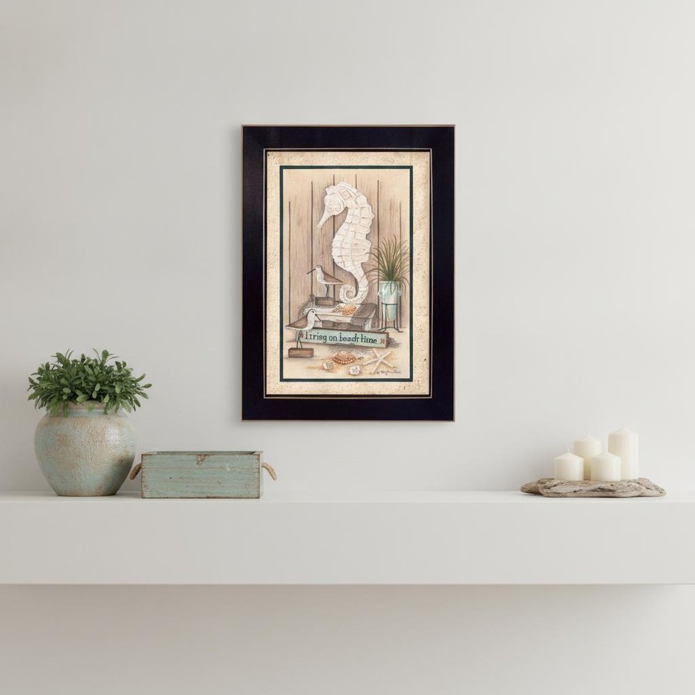 Living on Beach Time Black Framed Print Wall Art — view 5