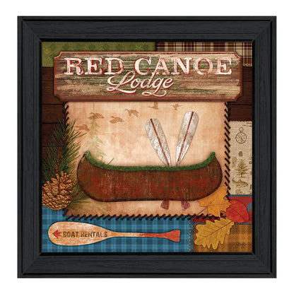 Red Canoe Lodge 2 Black Framed Print Wall Art HomeRoots
