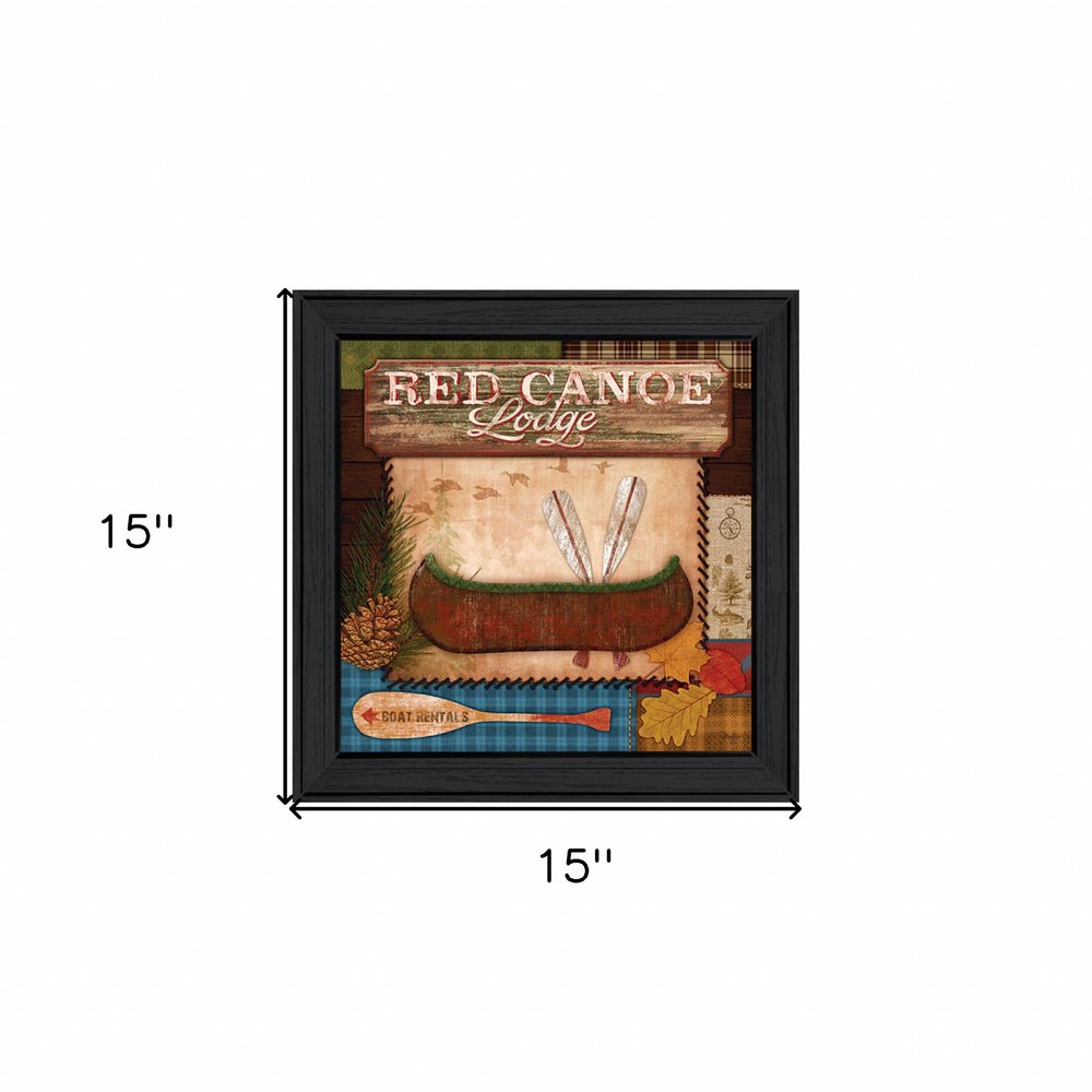Red Canoe Lodge 2 Black Framed Print Wall Art HomeRoots
