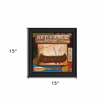 Red Canoe Lodge 2 Black Framed Print Wall Art HomeRoots