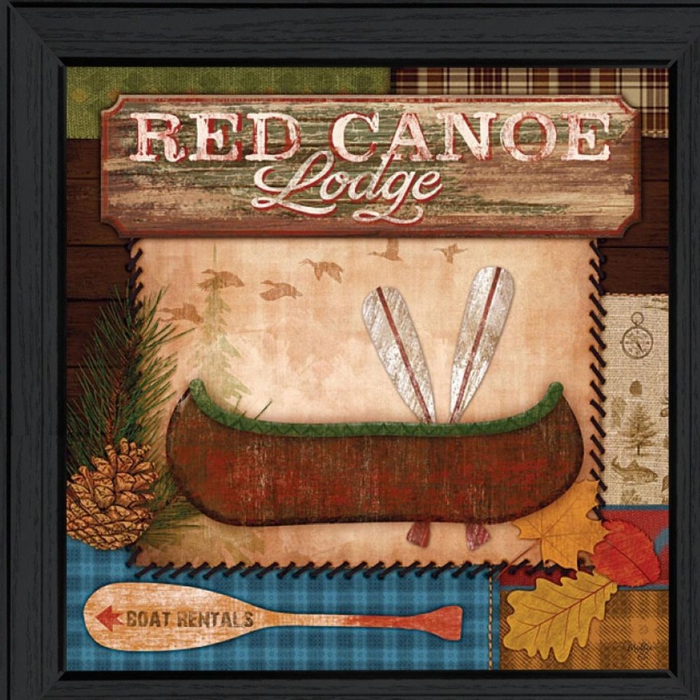 Red Canoe Lodge 2 Black Framed Print Wall Art — view 5
