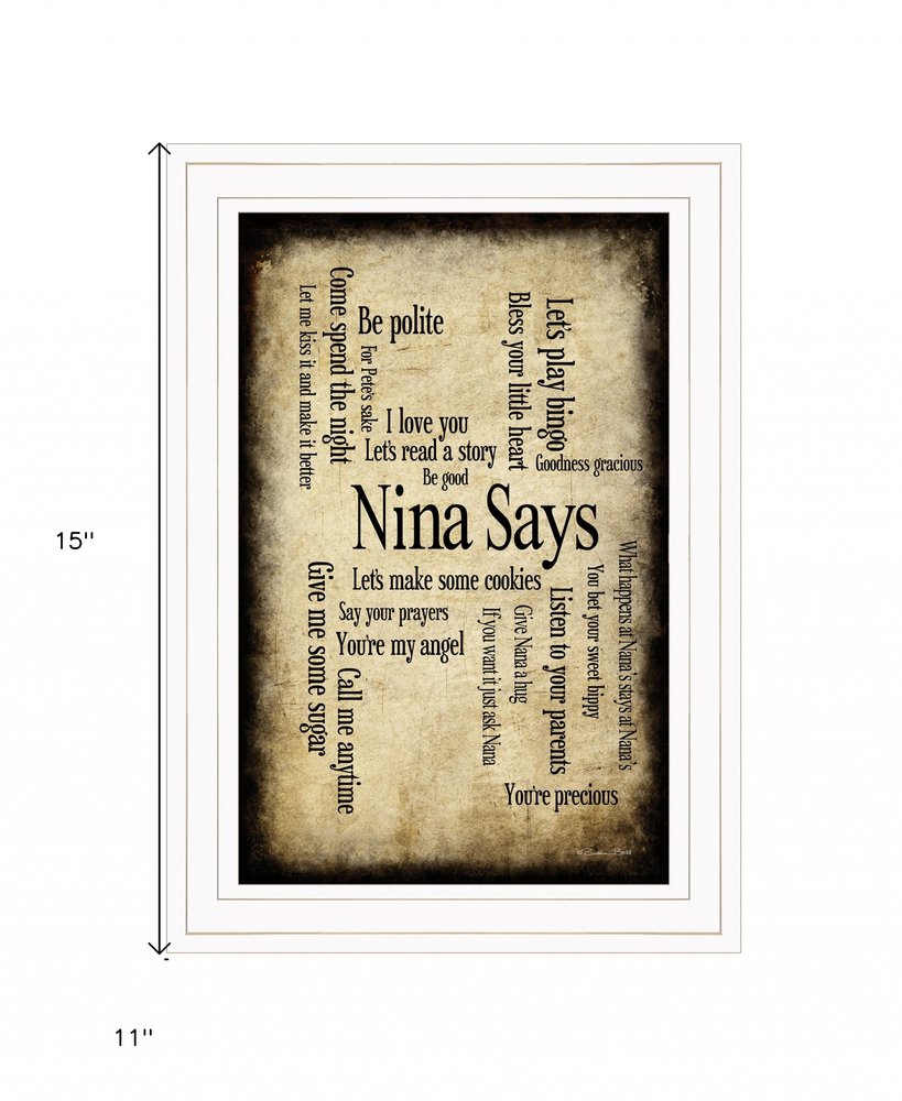 Nina Says 1 White Framed Print Wall Art — view 4