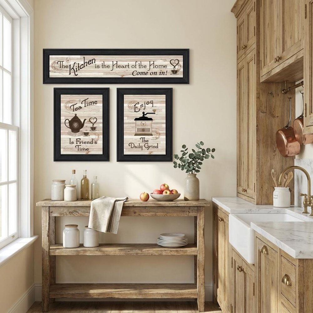 Set Of Three Kitchen Black Framed Prints Kitchen Wall Art HomeRoots