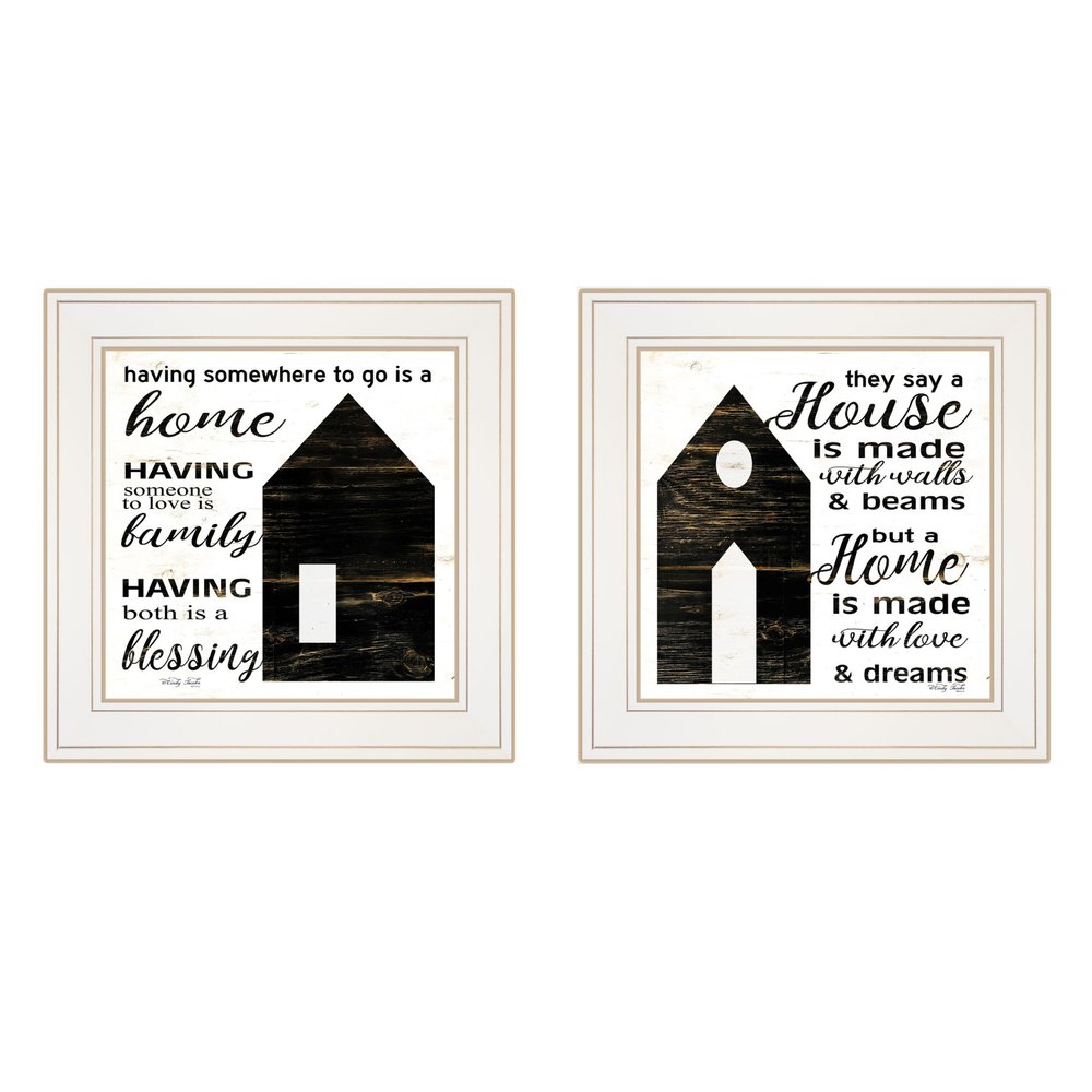 Set Of Two House or Blessing White Framed Print Wall Art HomeRoots