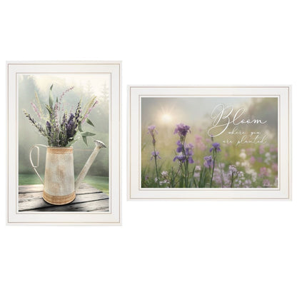 Set Of Two Bloom Where You are Planted 1 White Framed Print Wall Art HomeRoots