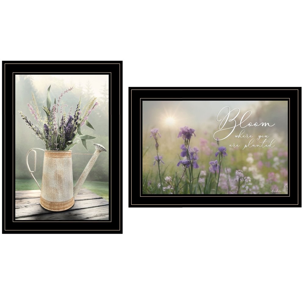 Set Of Two Bloom Where You are Planted 2 Black Framed Print Wall Art — view 1