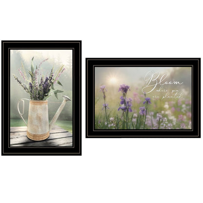 Set Of Two Bloom Where You are Planted 2 Black Framed Print Wall Art HomeRoots