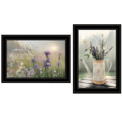 Set Of Two Bloom Where You are Planted 2 Black Framed Print Wall Art HomeRoots