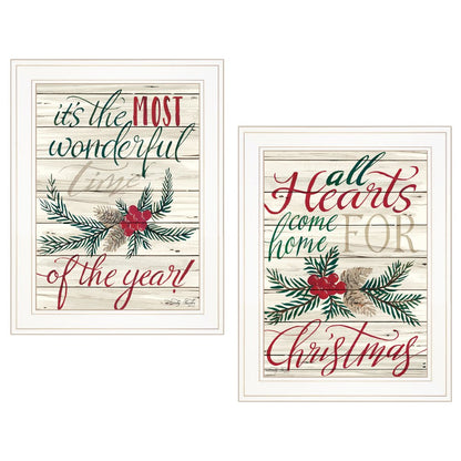 Set Of Two All Hearts Come Home for Christmas 1 White Framed Print Wall Art HomeRoots