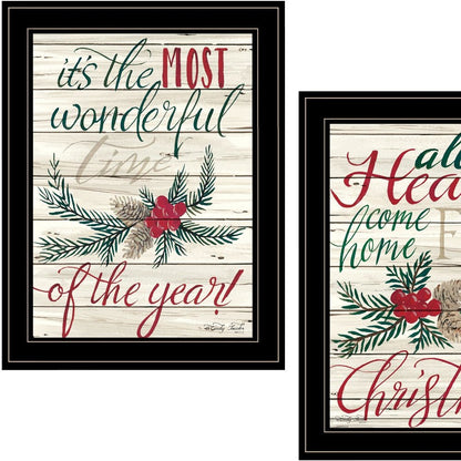 Set Of Two All Hearts Come Home for Christmas 2 Black Framed Print Wall Art HomeRoots