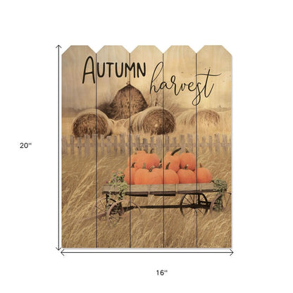 20" x 16" Autumn Harvest Pumpkins Wood Picket Fence Wall Art HomeRoots