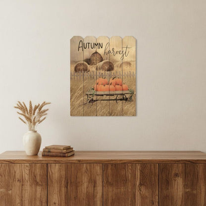 20" x 16" Autumn Harvest Pumpkins Wood Picket Fence Wall Art HomeRoots