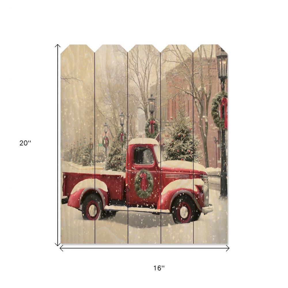 20" X 16" Natural And Red Christmas Wood Plank Hanging Wall Decor — view 1