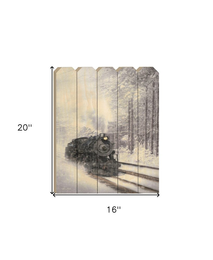 Snowy Locomotive Unframed Picket Fence Wall Art HomeRoots