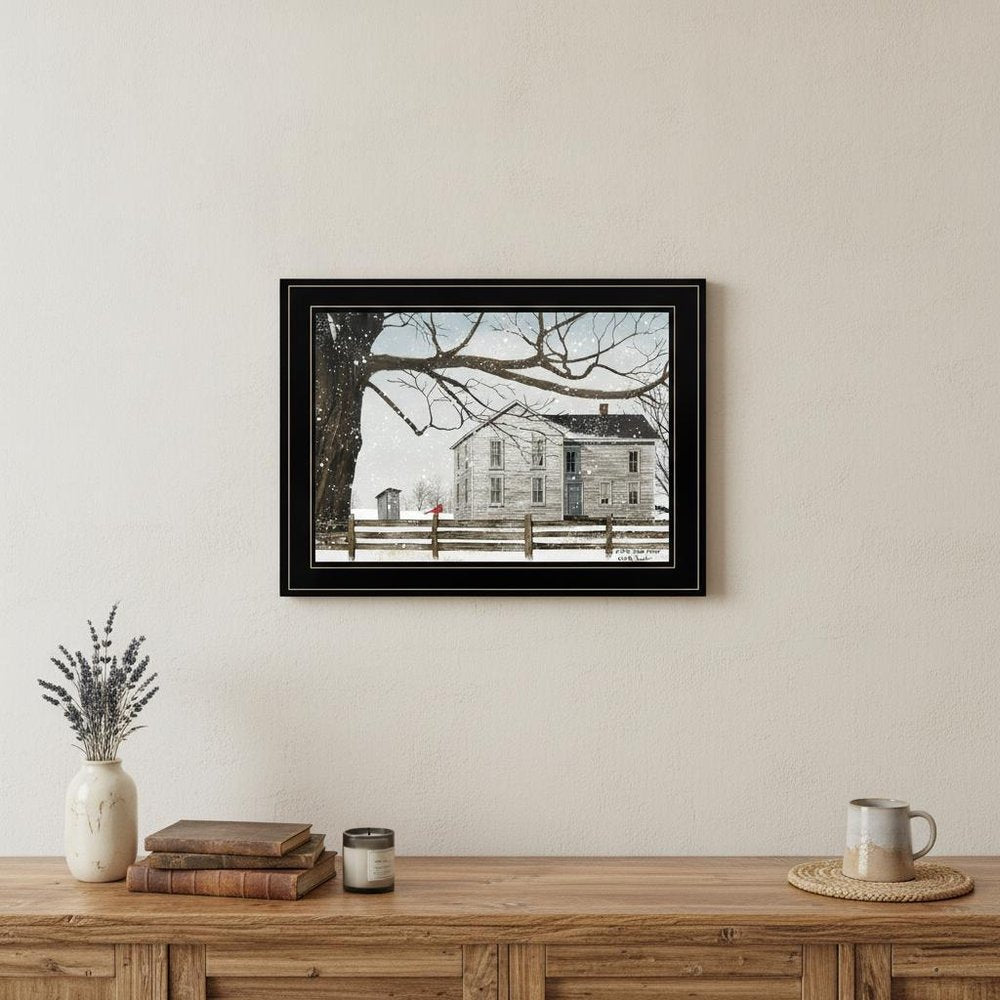 A Little Snow House 1 Black Framed Print Wall Art HomeRoots