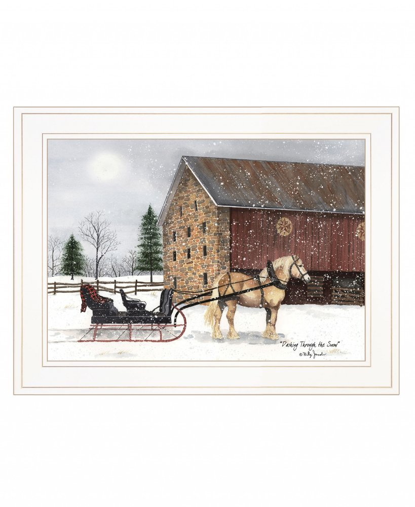 Dashing Through The Snow 1 White Framed Print Wall Art — view 2