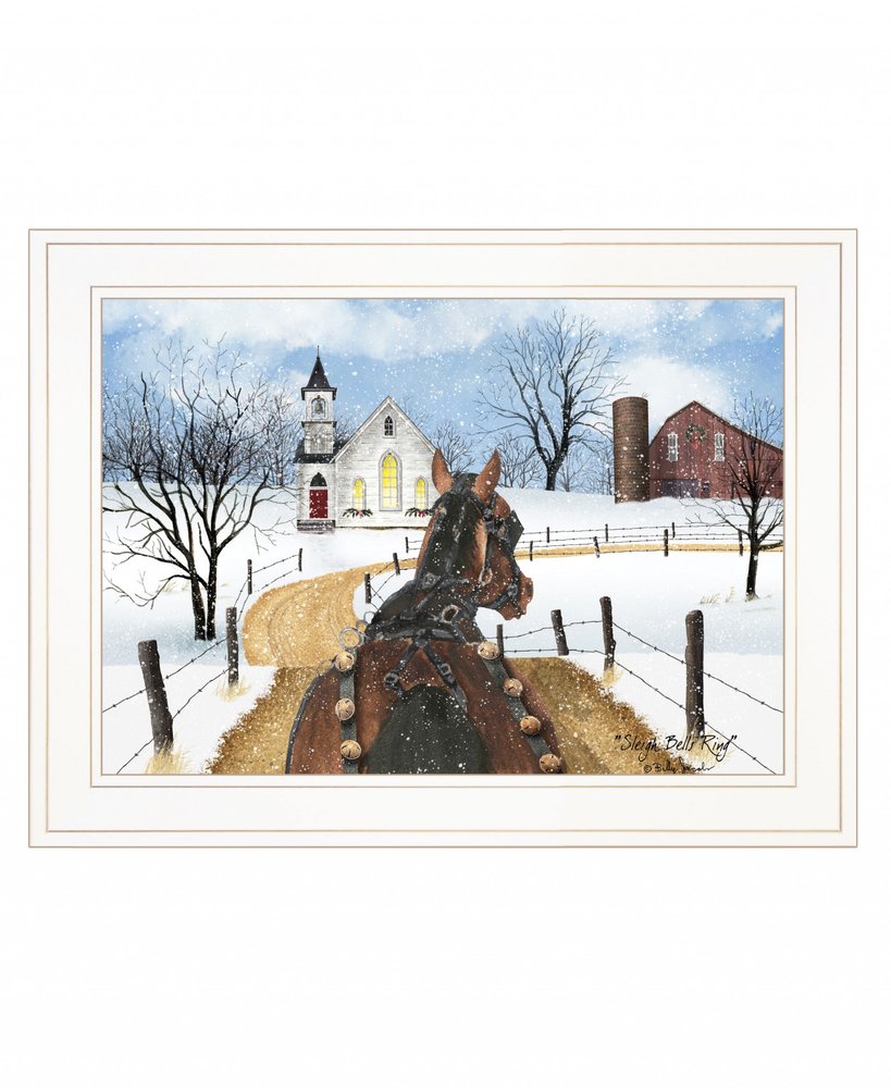 Sleigh Bells Ring 2 White Framed Print Wall Art HomeRoots