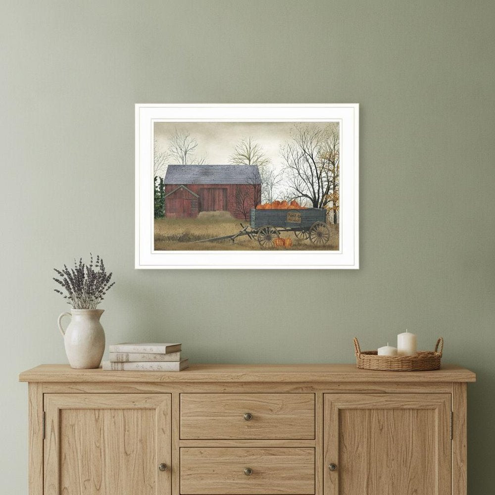 Pumpkin Wagon 2 White Framed Print Wall Art HomeRoots