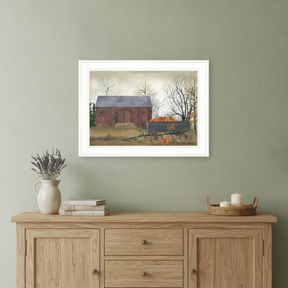 Pumpkin Wagon 2 White Framed Print Wall Art HomeRoots