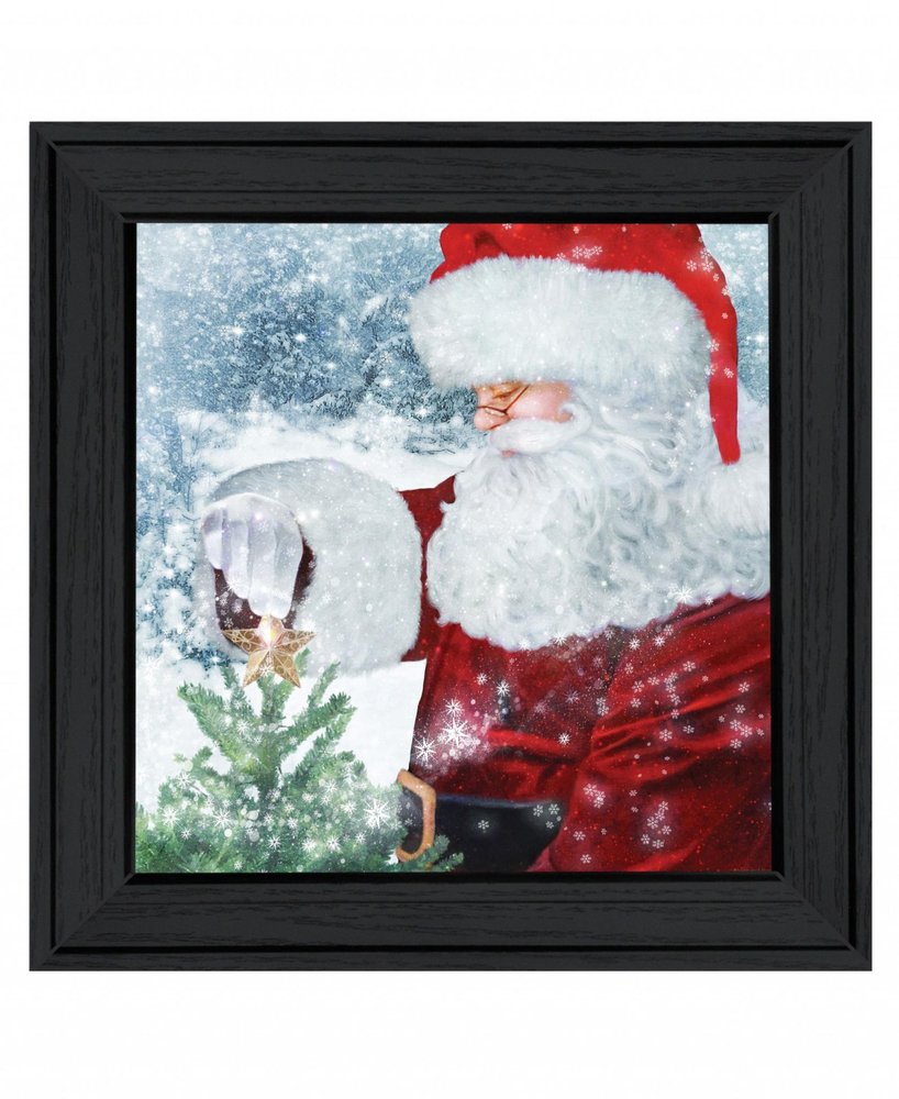 Santas Tree Star 2 Black Framed Print Wall Art — view 1