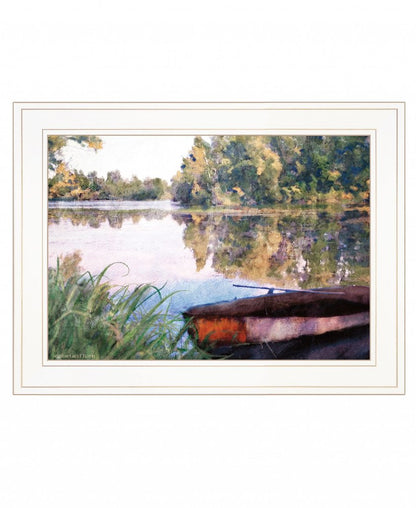 Rowboat Pond Landscape 2 White Framed Print Wall Art HomeRoots