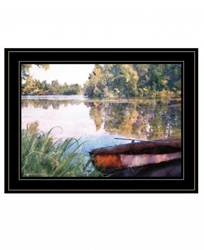 Rowboat Pond Landscape 3 Black Framed Print Wall Art HomeRoots