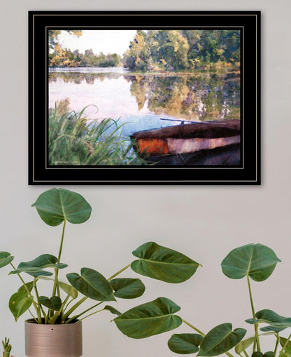 Rowboat Pond Landscape 3 Black Framed Print Wall Art HomeRoots