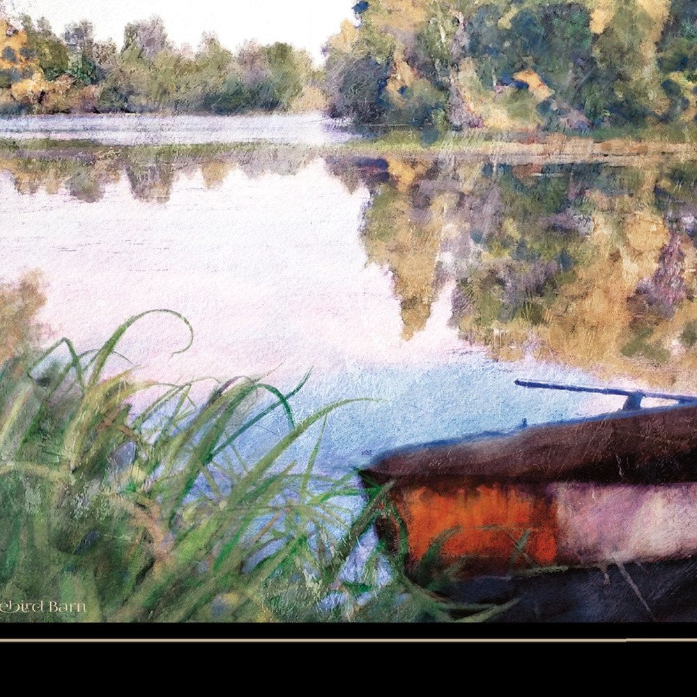 Rowboat Pond Landscape 3 Black Framed Print Wall Art HomeRoots