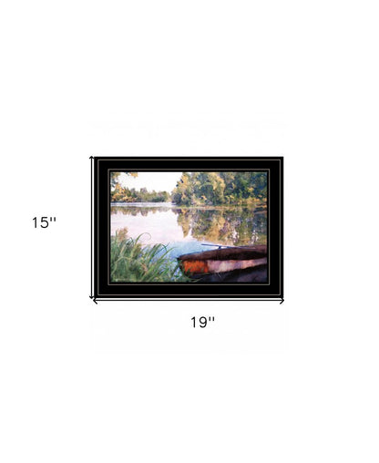 Rowboat Pond Landscape 3 Black Framed Print Wall Art HomeRoots
