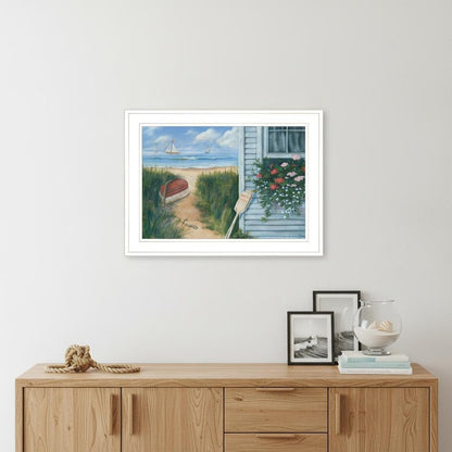 Beach Cottage 1 White Framed Print Wall Art HomeRoots